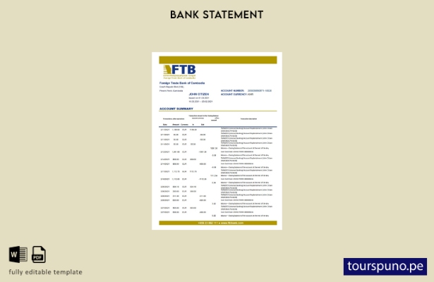 listo para imprimir plantilla de Excel de extracto bancario del Banco de Comerci